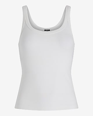 Fitted Ribbed Scoop Neck Tank