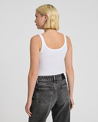Fitted Ribbed Scoop Neck Tank