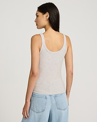 Essential Fitted Ribbed Scoop Neck Sleeveless Tank