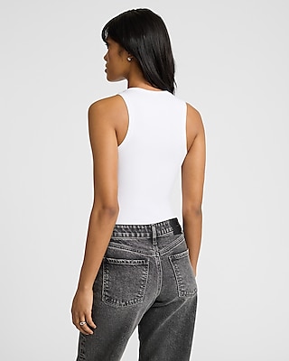 Fitted Ribbed High Neck Tank