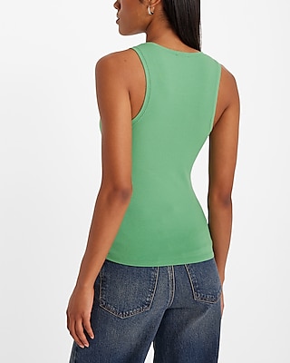 Fitted Ribbed High Neck Tank