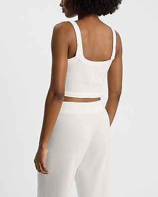 Waffle Fitted Scoop Neck Cropped Cami