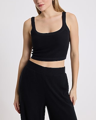 Waffle Fitted Scoop Neck Cropped Cami