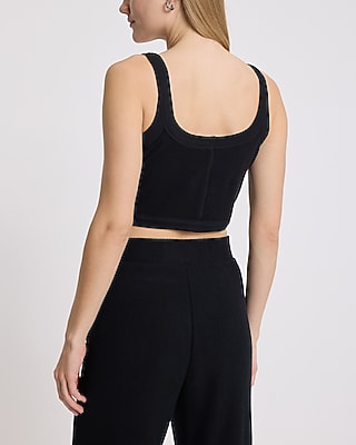 Waffle Fitted Scoop Neck Cropped Cami