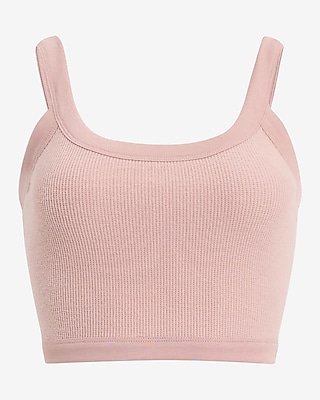 Waffle Fitted Scoop Neck Cropped Cami