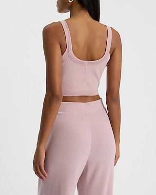 Waffle Fitted Scoop Neck Cropped Cami