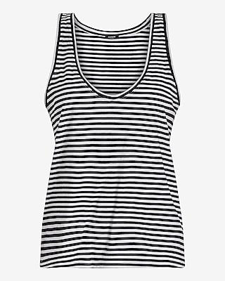 Striped Skimming Cotton Scoop Neck Tank