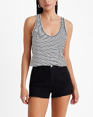 Striped Skimming Cotton Scoop Neck Tank