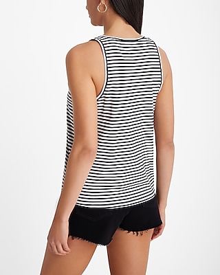 Striped Skimming Cotton Scoop Neck Tank