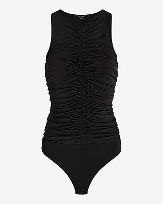 Body Contour Compression High Neck Ruched Bodysuit