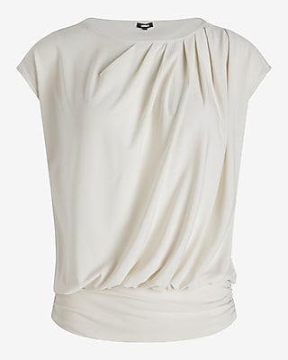 Matte Draped Short Sleeve Banded Top
