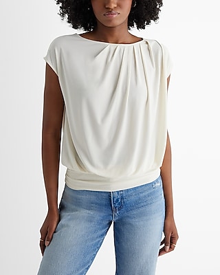 Matte Draped Short Sleeve Banded Top