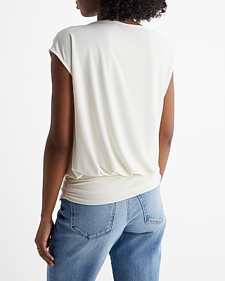 Matte Draped Short Sleeve Banded Top