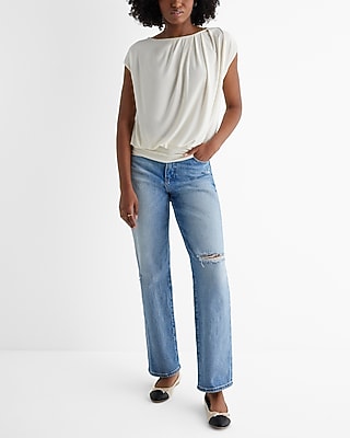 Matte Draped Short Sleeve Banded Top