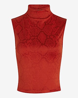 Body Contour Snakeskin Jacquard Mock Neck Tank