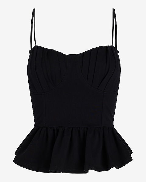 Fitted Pleated Bustier Peplum Cami | Express Fitted Pleated Bustier Peplum Cami | Express
