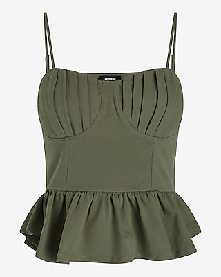 Fitted Pleated Bustier Peplum Cami