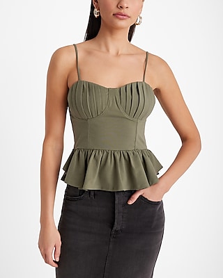 Fitted Pleated Bustier Peplum Cami