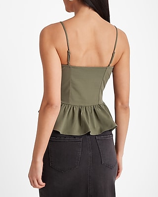 Fitted Pleated Bustier Peplum Cami