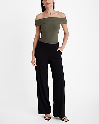 Fitted Ribbed Off The Shoulder Overlay Top