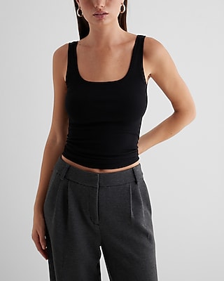 Supersoft Scoop Neck Crop Top in Black