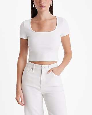 Fitted Ribbed Square Neck Baby Tee