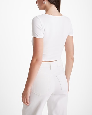 Fitted Ribbed Square Neck Baby Tee