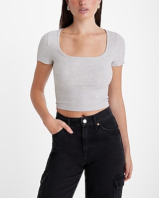 Fitted Ribbed Square Neck Baby Tee