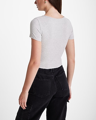 Fitted Ribbed Square Neck Baby Tee