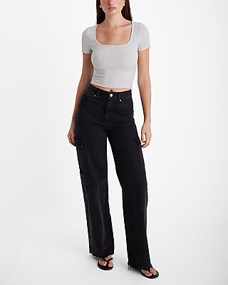 Fitted Ribbed Square Neck Baby Tee