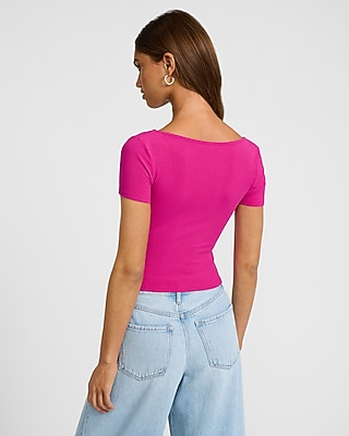 Fitted Ribbed Square Neck Baby Tee