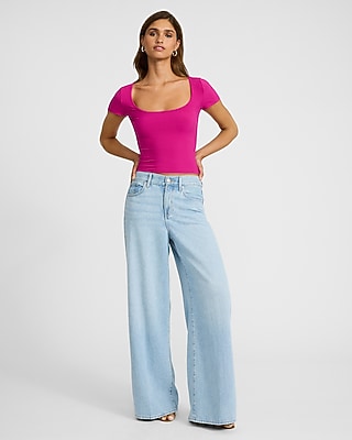 Fitted Ribbed Square Neck Baby Tee