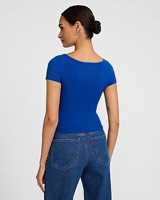 Fitted Ribbed Square Neck Baby Tee