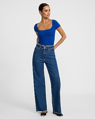 Fitted Ribbed Square Neck Baby Tee