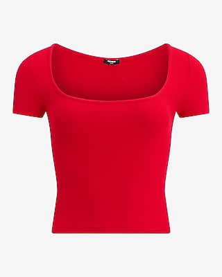 Fitted Ribbed Square Neck Baby Tee