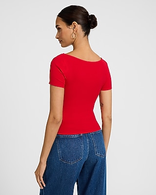 Fitted Ribbed Square Neck Baby Tee