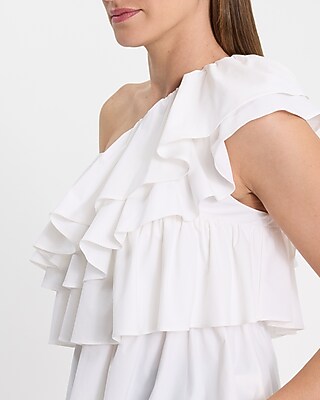 Layered Ruffle One Shoulder Tank - image 2