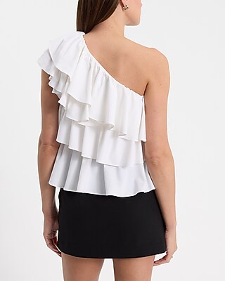 Layered Ruffle One Shoulder Tank - image 3