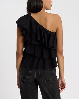 Layered Ruffle One Shoulder Tank | Express