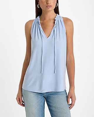 Skimming V-Neck Tie Front Tank