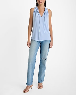 Skimming V-Neck Tie Front Tank