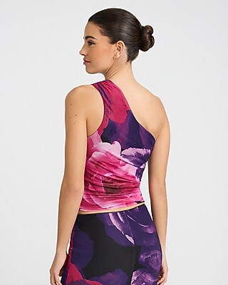 Floral Mesh One Shoulder Tank - image 2