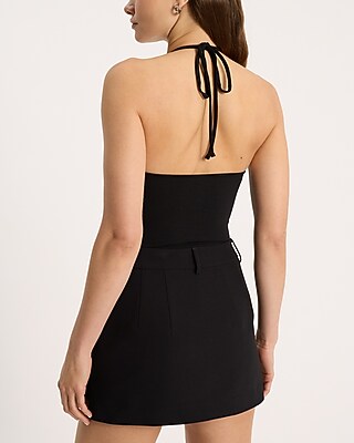 Body Contour Stretch Cotton Halter Neck Scalloped Sleeveless Bodysuit