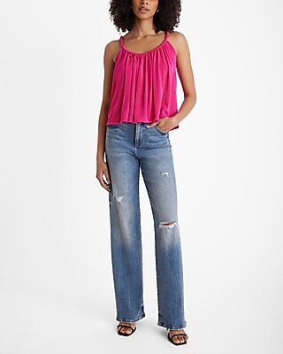 Shine Skimming Scoop Neck Twisted Strap Cami