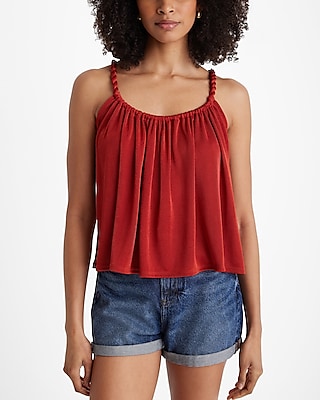 Shine Skimming Scoop Neck Twisted Strap Cami