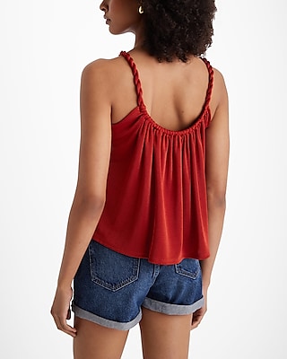 Shine Skimming Scoop Neck Twisted Strap Cami