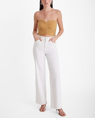 Fitted Shine Sweetheart Neckline Ruched Cropped Tube Top