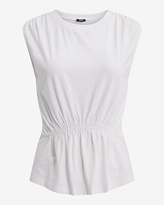 Crew Neck Ruched Peplum Tank