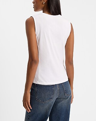 Crew Neck Ruched Peplum Tank