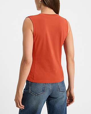 Crew Neck Ruched Peplum Tank